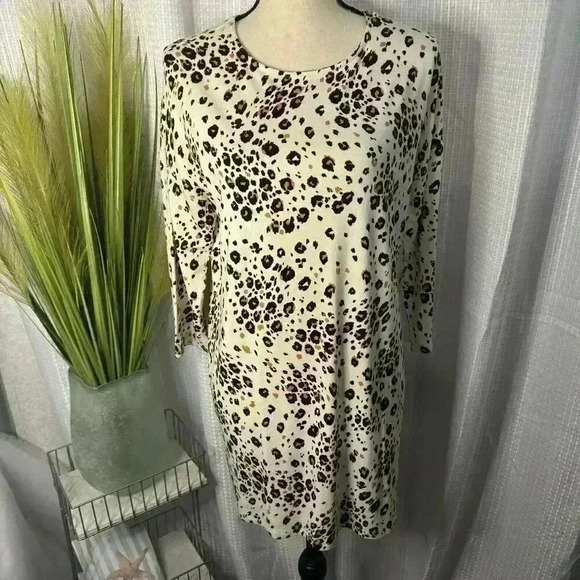 Chicos Women’s 0 US Small Long Sleeve Tunic Cheetah Animal Print Blouse Top - Picture 1 of 12